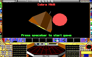 Elite Plus (DOS) screenshot: EGA/VGA 16 colors: Cobra MkIII