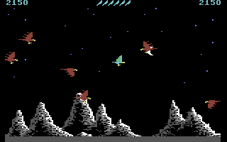DragonHawk (Commodore 64) screenshot: The phoenixes are pretty fast