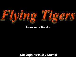Flying Tigers (DOS) screenshot: Title screen (shareware v2.1).