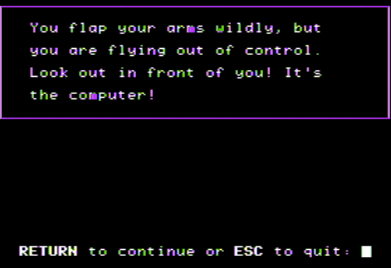 An Adventure Double Feature (Apple II) screenshot: Microzone - Flailing Wildly
