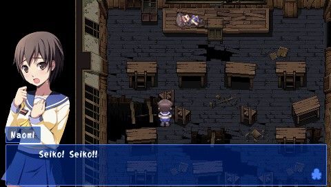 Corpse Party (PSP) screenshot: What's happened? This place is in ruins