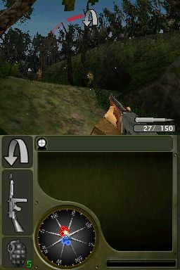 Call of Duty: World at War (Nintendo DS) screenshot: More enemy soldiers coming down that hill.
