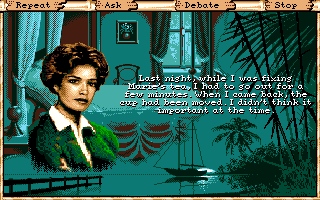 Maupiti Island (DOS) screenshot: Talking to Madame Maguy