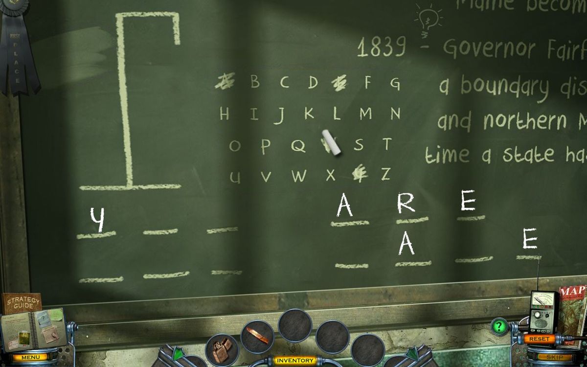 Mystery Case Files: Shadow Lake (Collector's Edition) (Windows) screenshot: The hangman puzzle
