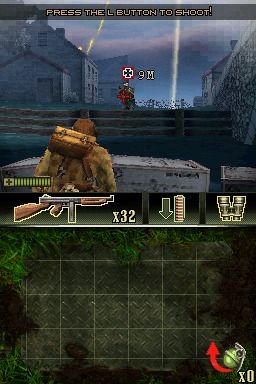 Brothers in Arms DS (Nintendo DS) screenshot: Use cover when in combat.