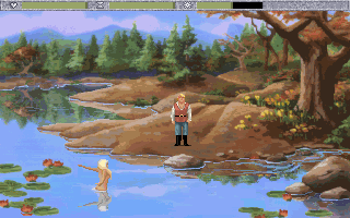 Quest for Glory: Shadows of Darkness (DOS) screenshot: The hero meets the beautiful Rusalka