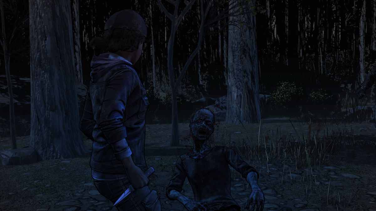 The Walking Dead: The Final Season (PlayStation 4) screenshot: Episode 2: Going for the kill only after isolating walkers