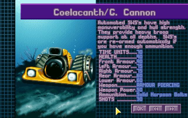 X-COM: Terror from the Deep (Windows) screenshot: Underwater version of your combat vehicles.