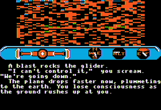 Escape (Apple II) screenshot: I've been Shot Down