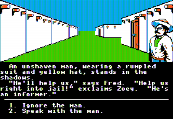 Escape (Apple II) screenshot: Talking to Townspeople