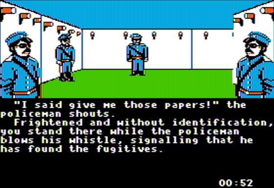 Escape (Apple II) screenshot: Caught by the Police