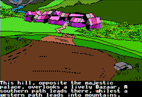 Talisman: Challenging the Sands of Time (Apple II) screenshot: Overlooking the Bazaar