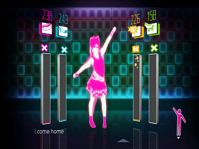Just Dance (Wii) screenshot: <i>Girls Just Wanna Have Fun</i> gameplay
