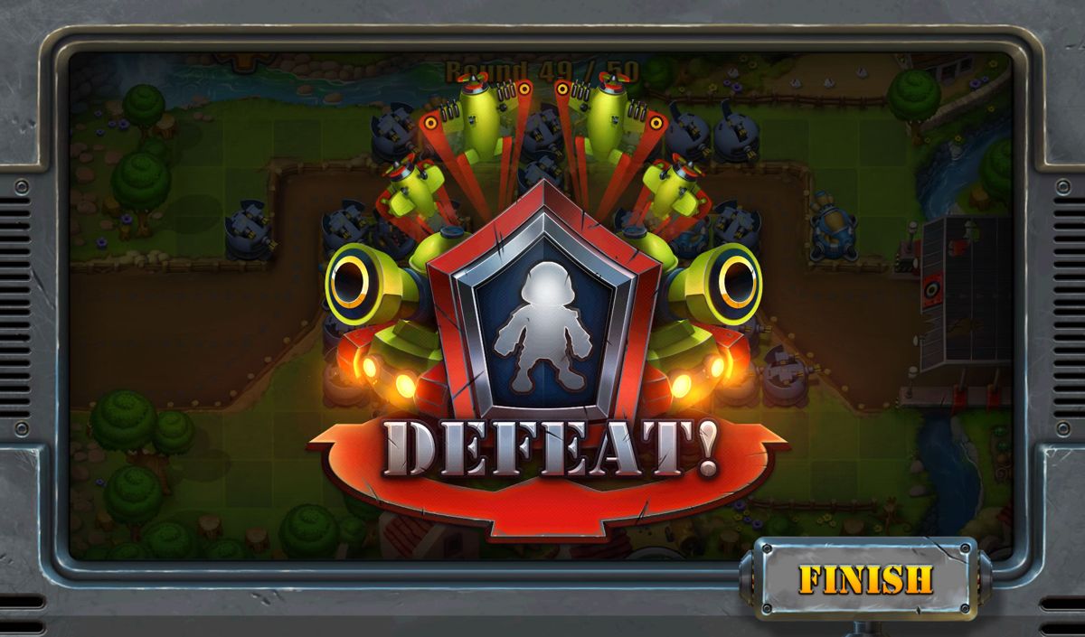 Fieldrunners 2 (Android) screenshot: Defeat screen