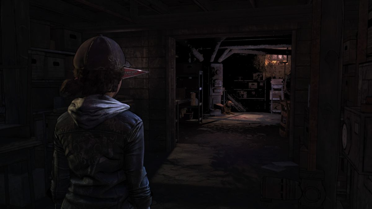 The Walking Dead: The Final Season (PlayStation 4) screenshot: Episode 3: In the basement on my way to interrogate the prisoner