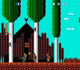 Bats & Terry (NES) screenshot: Stage 2 - Bamboo Groove, Bats throwing a baseball at enemies