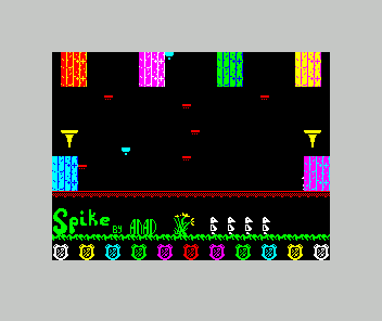 Spike (ZX Spectrum) screenshot: The game's about to crash - it always does at this screen on this emulator....
