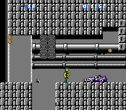 Bats & Terry (NES) screenshot: Some guy with a car trying to run me over in Dim Base