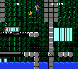 Bats & Terry (NES) screenshot: Death Ruins stage: angry fish and POW block