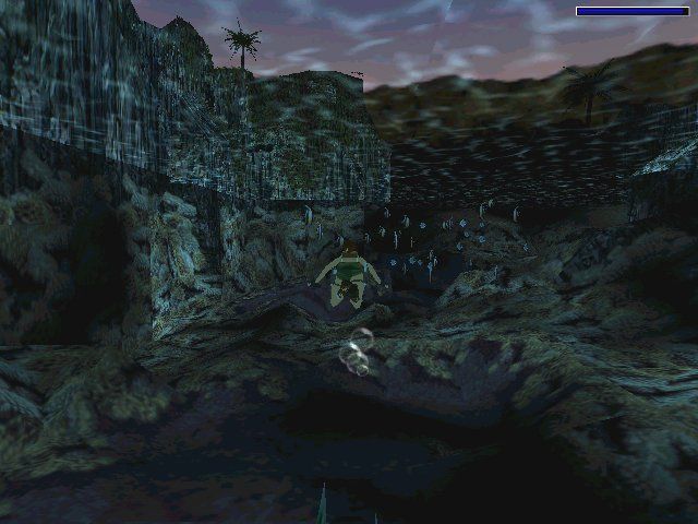 Tomb Raider III: Adventures of Lara Croft (Windows) screenshot: Underwater is always dark.