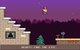 Sint Nicolaas (DOS) screenshot: Level 2, jump to the exit