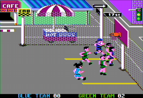 Street Sports Basketball (Apple II) screenshot: Scoring my 2nd Point