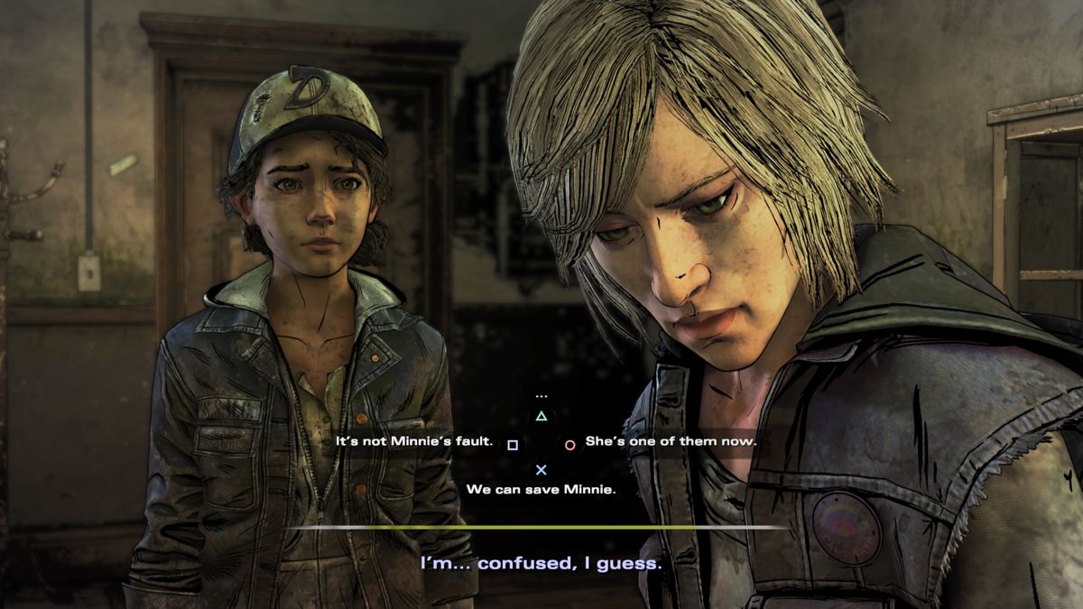 The Walking Dead: The Final Season (PlayStation 4) screenshot: Episode 3: Violet is confused after seeing Minnie again