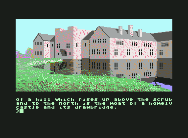 The Guild of Thieves (Commodore 64) screenshot: Right outside the target: the mansion!