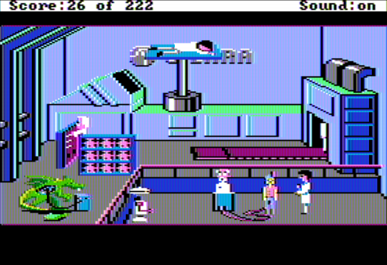 Leisure Suit Larry in the Land of the Lounge Lizards (Apple II) screenshot: Sierra Adventure Character Replacement Room