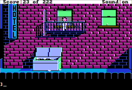 Leisure Suit Larry in the Land of the Lounge Lizards (Apple II) screenshot: Fall into Dumpsters
