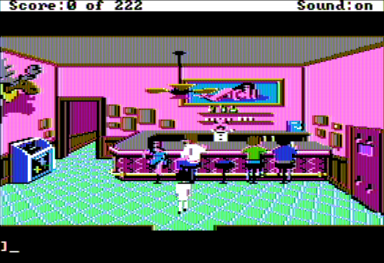 Leisure Suit Larry in the Land of the Lounge Lizards (Apple II) screenshot: Inside the Bar