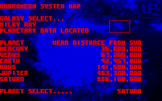 Suspicious Cargo (Atari ST) screenshot: Intro screen 2 - System map.