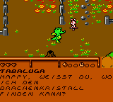 Tabaluga (Game Boy Color) screenshot: Tabaluga looking for the crystal