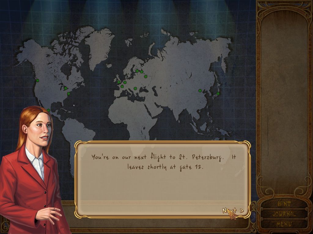 Rasputin's Curse (Macintosh) screenshot: Flight to St. Petersburg cutscene