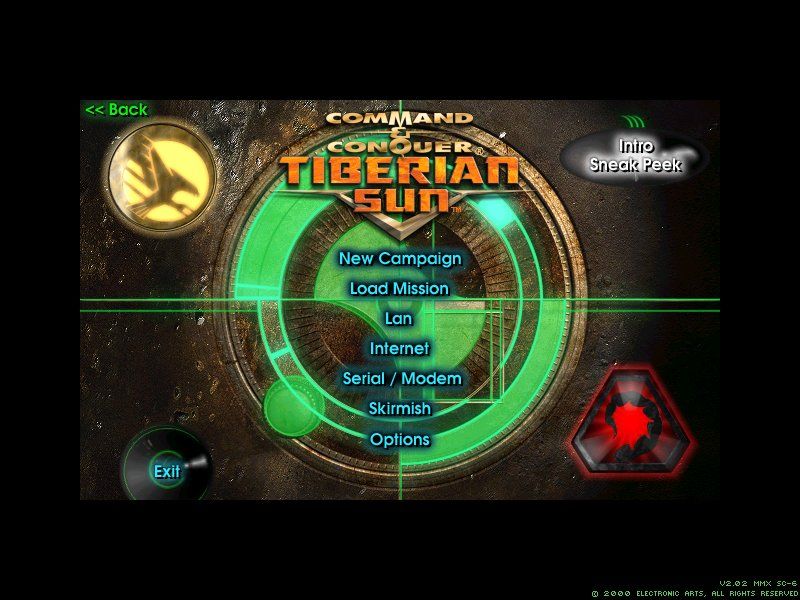 Command & Conquer: Tiberian Sun (Windows) screenshot: Main menu (versions 2.00-2.03)