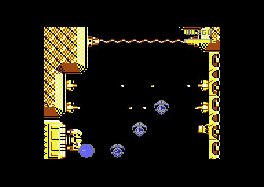 Sidewinder II (Commodore 64) screenshot: Exploding in level 4
