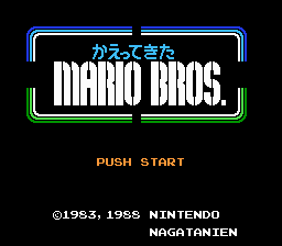 Kaettekita Mario Bros. (NES) screenshot: Title screen.