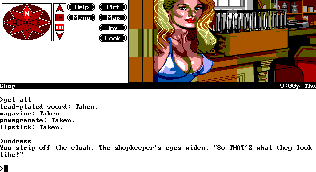 Spellcasting 101: Sorcerers get all the Girls (DOS) screenshot: I haven't expected this reaction...