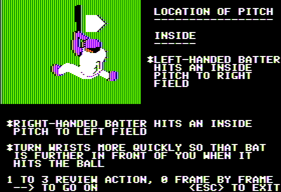 Dave Winfield's Batter Up! (Apple II) screenshot: Pitch Location