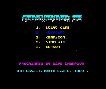 Sidewinder II (ZX Spectrum) screenshot: Title screen