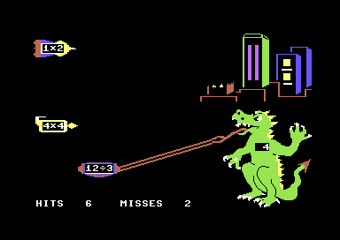 Dragon Mix (Commodore 64) screenshot: My Dragon Blasts an Equation