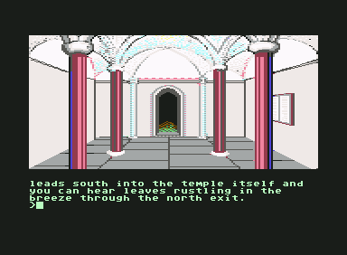 The Guild of Thieves (Commodore 64) screenshot: In the somewhat barren temple foyer.