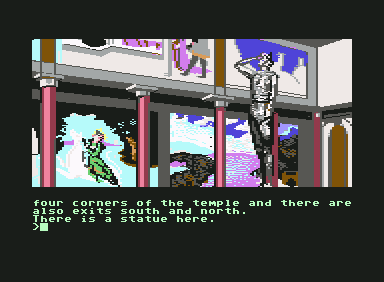 The Guild of Thieves (Commodore 64) screenshot: In the impressive main hall of the temple.