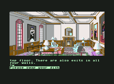 The Guild of Thieves (Commodore 64) screenshot: The mansion livingroom.