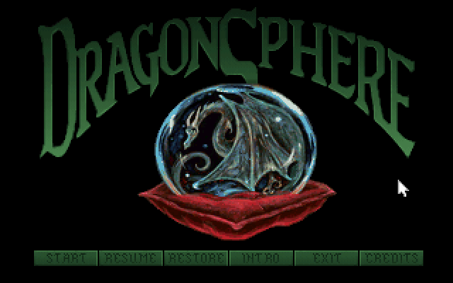 Dragonsphere (DOS) screenshot: Main menu
