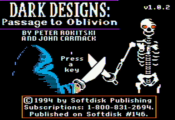 Dark Designs IV: Passage to Oblivion (Apple II) screenshot: Title screen