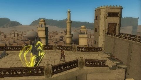 Prince of Persia: The Forgotten Sands (PSP) screenshot: These buzz-saws look foreboding, but they just take away some health, nothing too painful