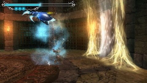 Prince of Persia: The Forgotten Sands (PSP) screenshot: Freezing the beetle then attacking it