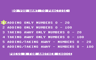 3D Hypermaths (Commodore 64) screenshot: Levels of difficulty