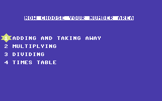 3D Hypermaths (Commodore 64) screenshot: Select your Number Area